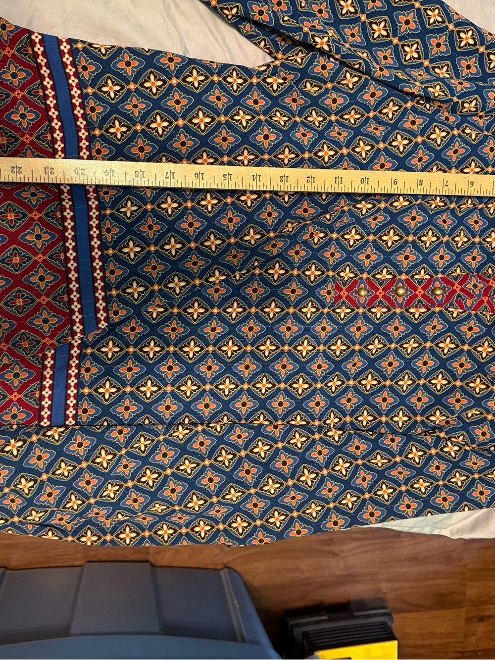 Ruby Rd. Blue Geometric Button-Front Shirt with Red Trim - Picture 3 of 3